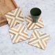 Brown & White Coloured Pattern Wooden Coasters - Pack of 4